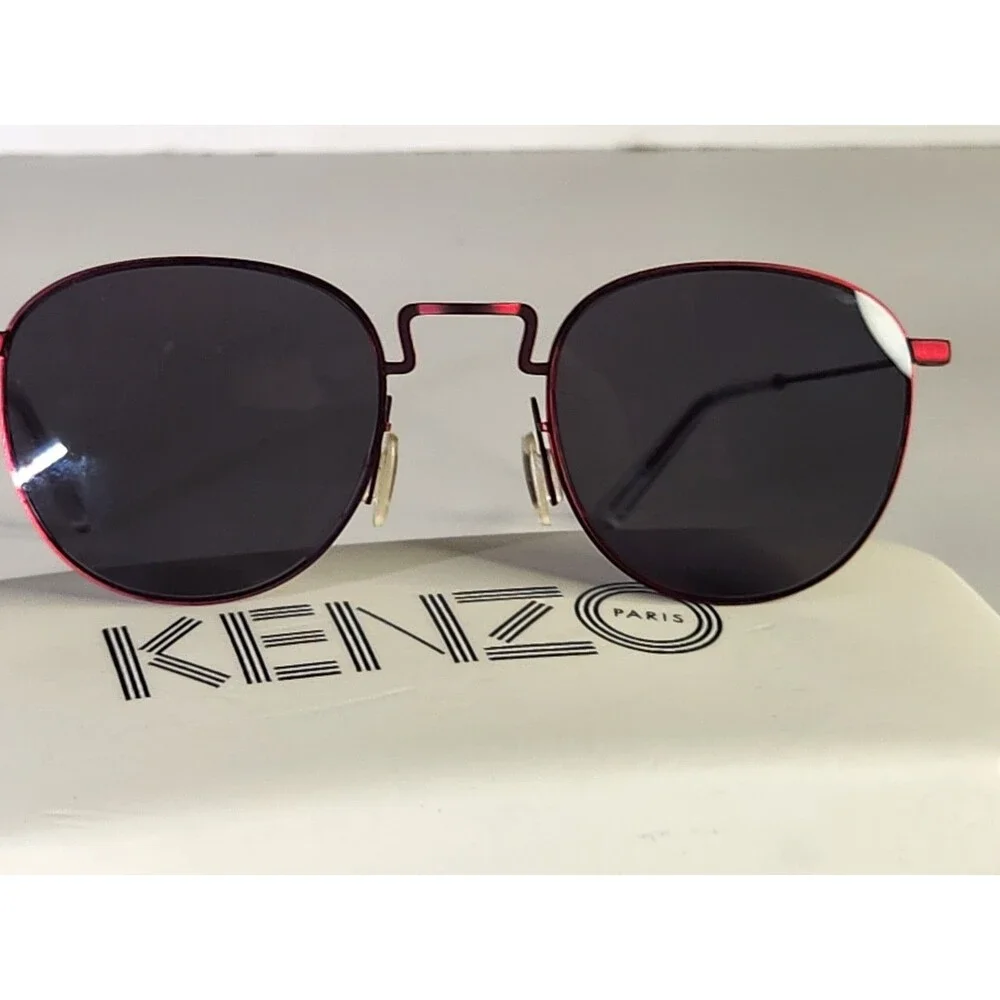Kenzo Sunglasses KZ 5118 Metallic Red Made In France Lightweight Metal Frames